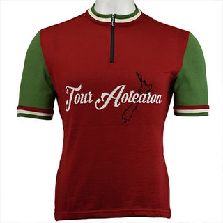 Tour Aotearoa Merino Wool Cycling Jersey - Red/Green Colourway