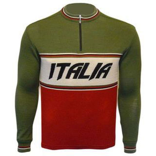 Italia Long Sleeve Merino Wool Cycling Jersey