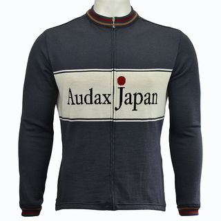 Audax Japan Long sleeve Grey Merino Wool Cycling Jersey