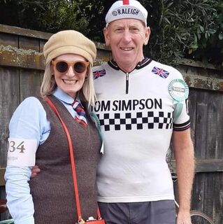 Russell and his Tom Simpson jersey at a Tweed Ride