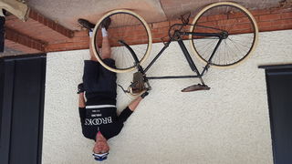 Paul with his 1924 De Dion Bouton bike and Soigneur Brooks jersey