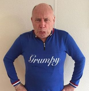 Blue 'Grumpy' custom merino wool cycling jersey