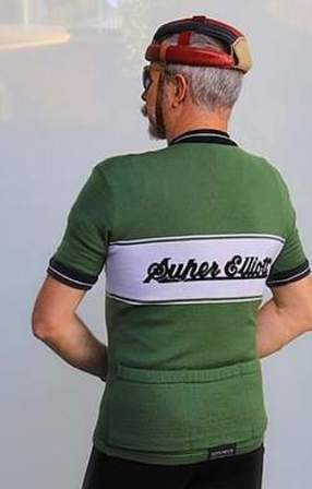 Green Super Elliot custom merino wool cycling jersey