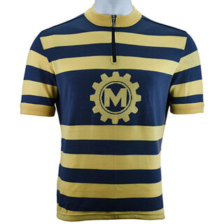Yellow & Grey Stripes Merino Wool Cycling jersey - front