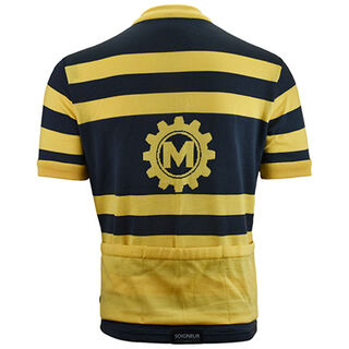 Yellow & Grey Stripes Merino Wool Cycling jersey - back