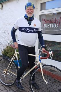John Anderson and his Flying Scot jersey and bike