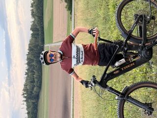 Konrad loves his custom jersey for les Randonneurs de Birchwil!