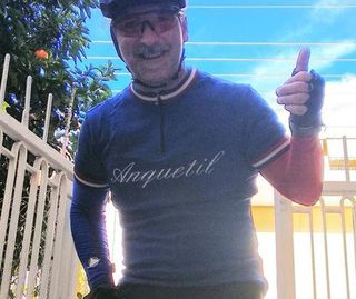Jacques Anquetil blue merino wool cycling jersey
