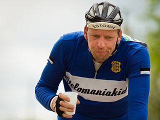 Blue Eroica custom merino wool cycling jersey