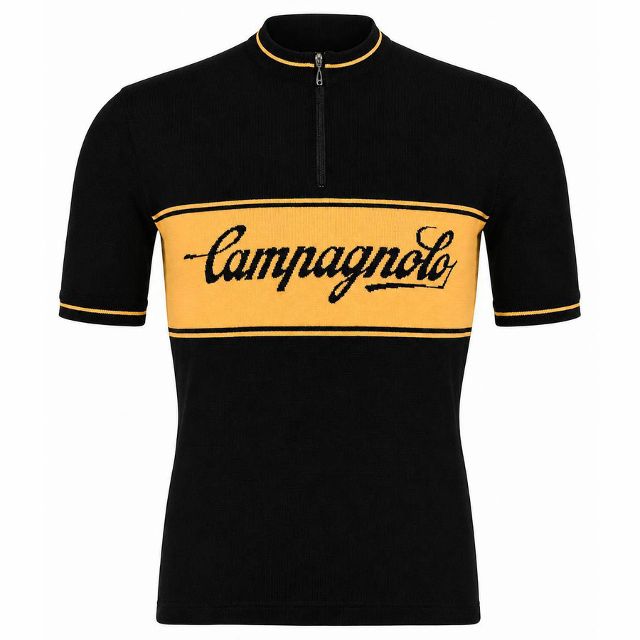 Black/yellow Campagnolo Merino Wool Cycling Jersey